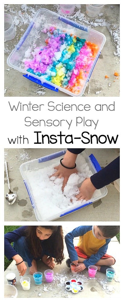 Winter STEM / STEAM Activity for Kids: Exploring Insta-Snow and Color Mixing