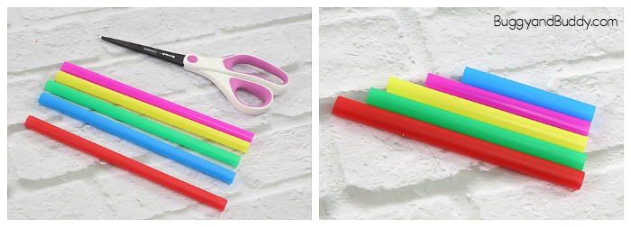cut your straws for your pan flute craft stem activity