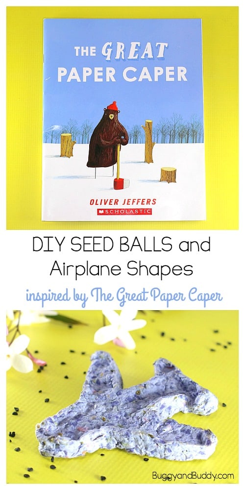 how to make seed balls: science and craft for kids based on the book The Great Paper Caper by Oliver Jeffers- perfect for Earth Day