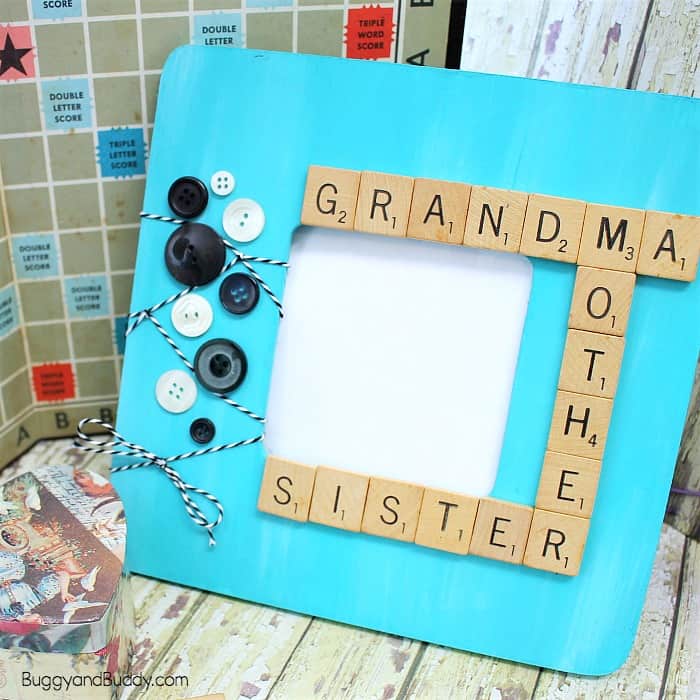 DIY Wooden Alphabet Tile Picture Frame Craft for Kids to Make for Mother's Day
