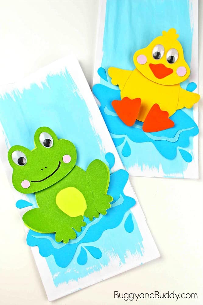 adorable frog and duck paper craft for kids with free template