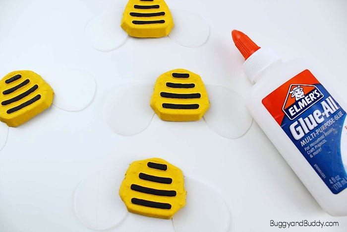 glue the wings onto your bee craft