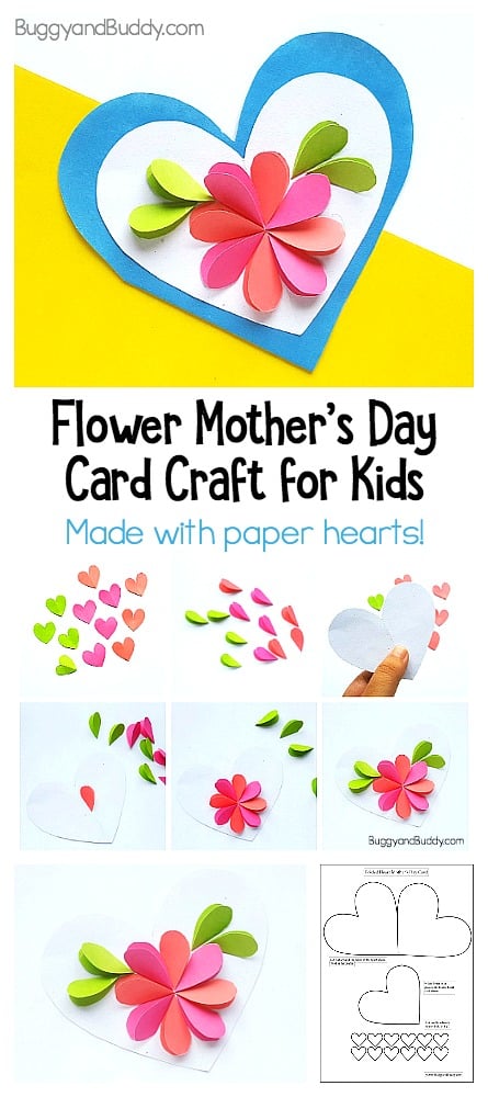 easy to make flower card for Mother's Day, Valentine's Day or a birthday. Includes a free template. 