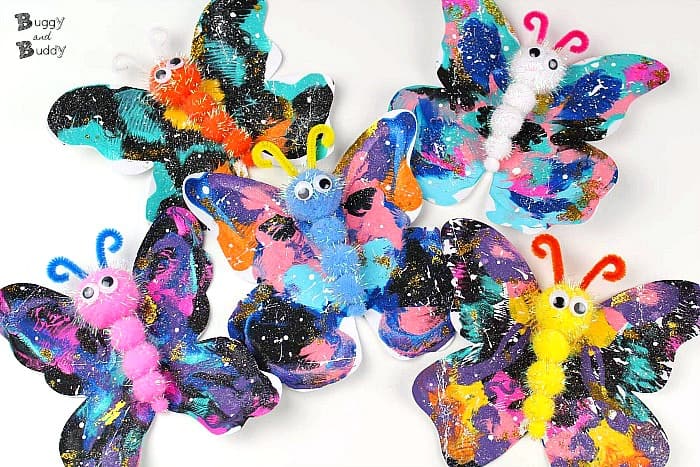 galaxy blotto painted butterfly craft for kids