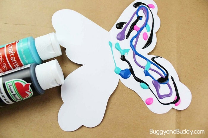 add paints to one side of your butterfly craft