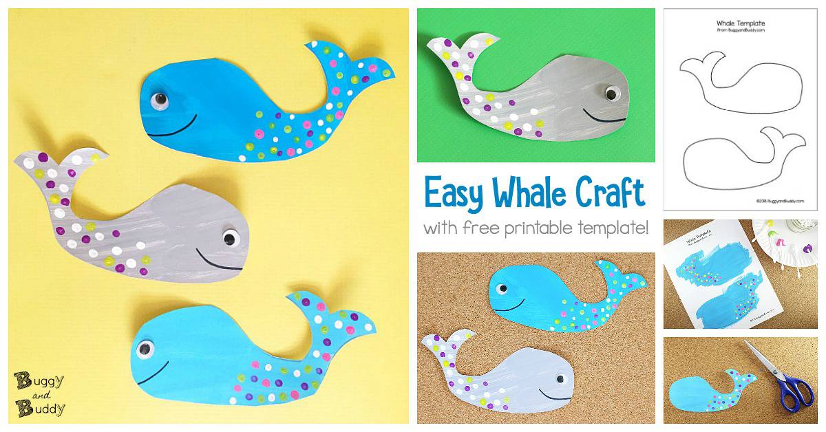 easy whale craft for kids with free printable whale template