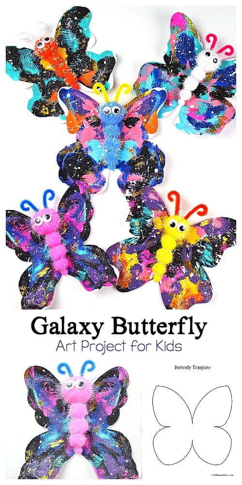 galaxy blotto painted butterfly craft for kids