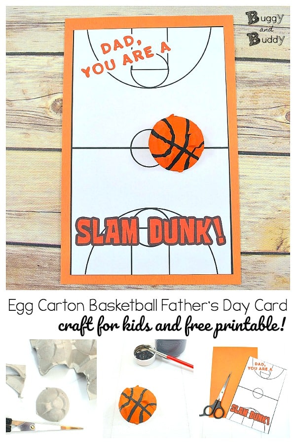 Egg Carton Basketball Father's Day Card Craft for Kids with free template