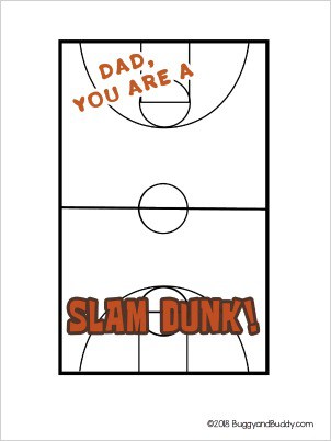 free printable basketball father's day card for kids to make