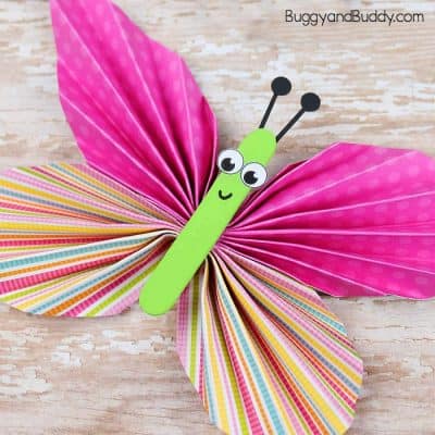 Folded Paper Butterfly Craft for Kids