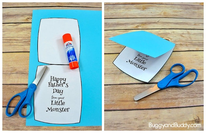 glue the free printable father's day card message into your monster head