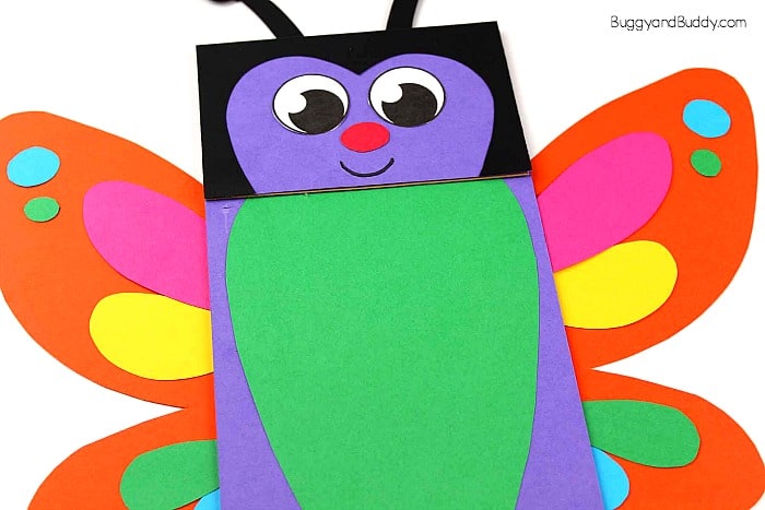 paper bag butterfly puppet craft for kids