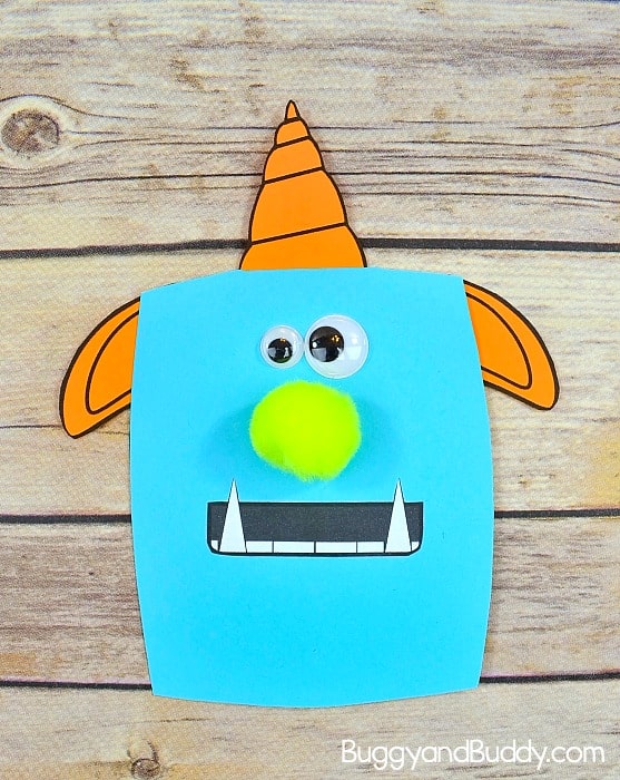 Cute Monster Father's Day Card Craft for Kids to make with free monster templates