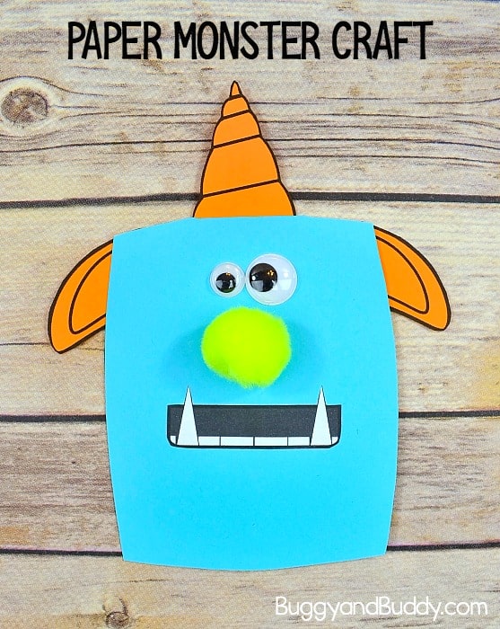 Cute Paper Monster Craft for Kids with Free Printable Monster Templates