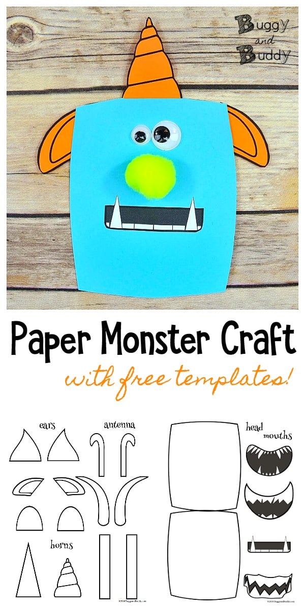Cute Paper Monster Craft for Kids with Free Printable Monster Templates
