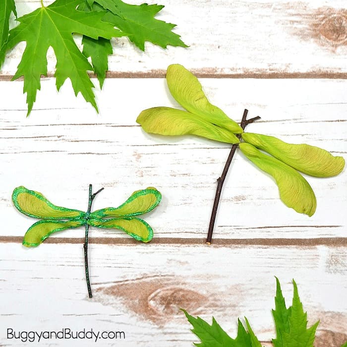 Helicopter Seed (Maple Tree Seed) Dragonfly Craft for Kids using a twig