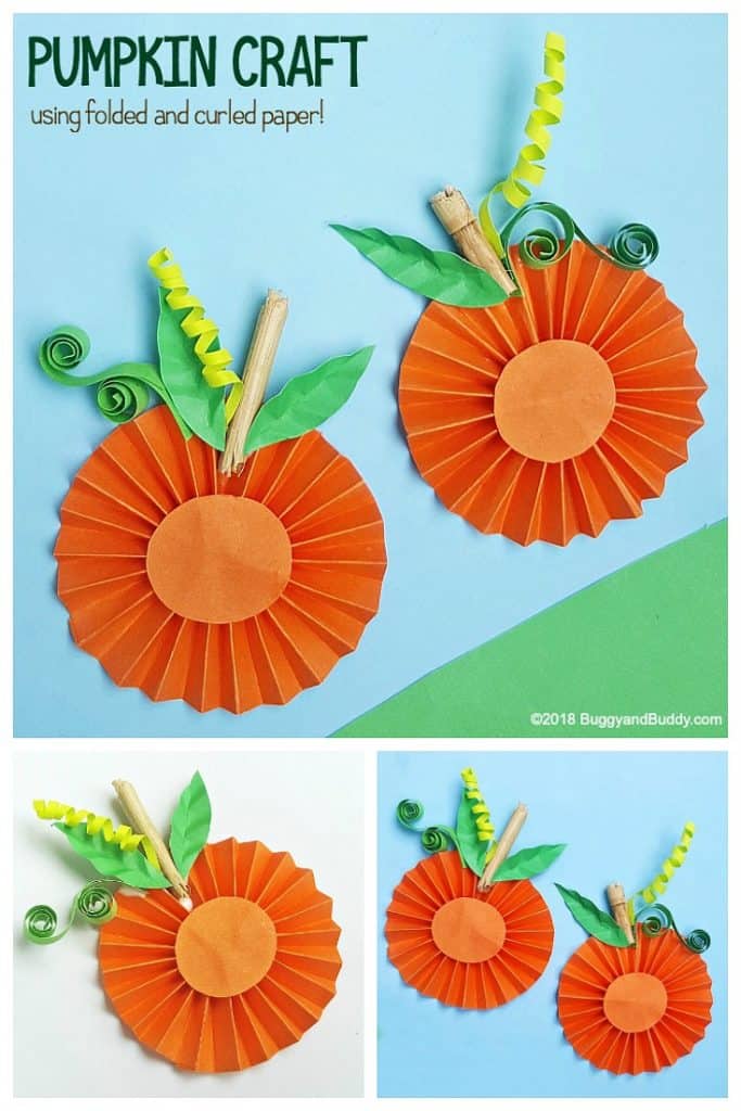 Folded Paper Pumpkin Craft for Kids