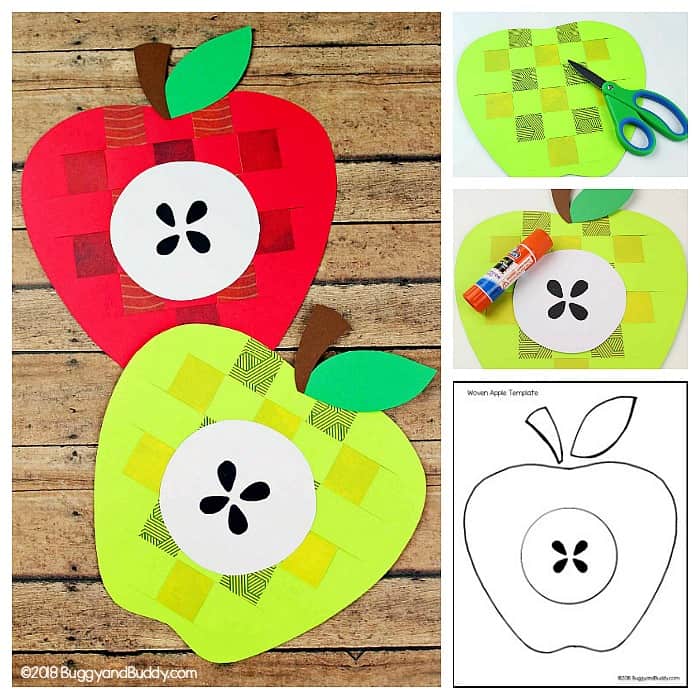 woven paper apple craft for kids for fall