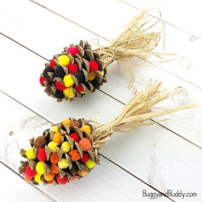 Pinecone Indian Corn Craft for Thanksgiving