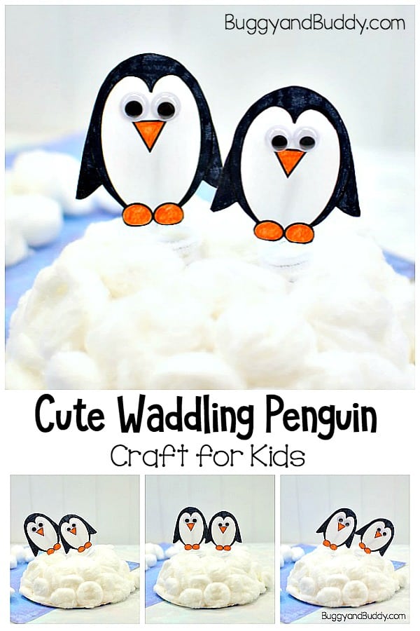 Waddling Penguin Craft for Kids Perfect for Winter with free printable penguin template