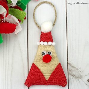 yarn wrapped santa ornament craft for kids