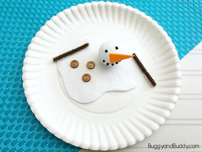 Melted Snowman Craft for Kids Using a Paper Plate- Perfect for Winter!